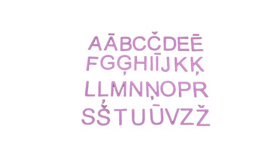 Latviešu alfabēts | Lielie Drukātie | Rozā krāsā